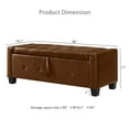 thumbnail image 3 of Aukfa 48" Storage Ottoman Bench with Safety Hinges, Upholstered Tufted Faux Leather Bench for Bedroom, Living Room & Entryway, Brown, 3 of 8
