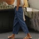thumbnail image 1 of WILLBEST Pantalones Casuales elegantes para Mujer para Uso Diario: Pantalones de Moda de Color Sólido con Encaje, Cintura Alta, Bolsillo con Cordón, Largo 9/10 Extra Grande, 1 of 5
