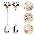thumbnail image 6 of Gymnture 2pcs Christmas Reindeer Dessert Ice Cream Spoons 304 Stainless Steel Coffee Stirring Spoons Cute Small Spoons For Tea Honey And Appetizers, 6 of 10