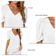 thumbnail image 2 of Bienvenido Camiseta casual de manga corta con cuello en V para mujer, color blanco, L, 2 of 3