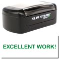thumbnail image 1 of Slim Pre-Inked Excellent Work Stamp, Slim 1444, Ultra Slim Design, Impression Size 1/2" by 1-3/4", Up to 25,000 Impressions - Green Ink, 1 of 10