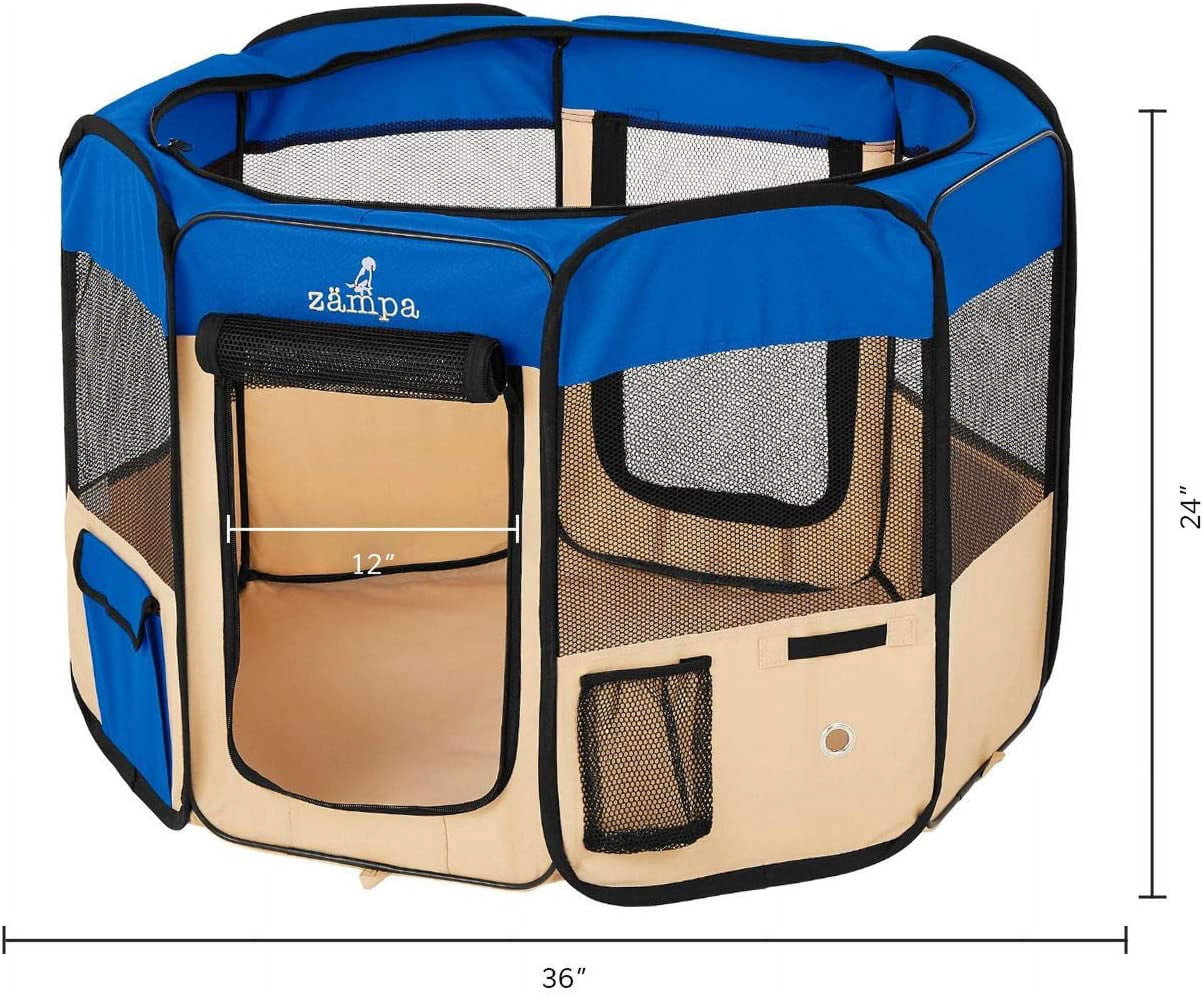 Zampa Portable Foldable Pet playpen Exercise Pen Kennel & Carrying Case, Indoor, Outdoor Use, Water resistant