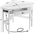 thumbnail image 2 of RONG-3 L Shaped Corner Computer Desk with Power Outlets, Reversible Triangle Workstation and Hook for Small Space, Modern Home Office Desk Gaming Table with Drawer & Shelf, White,Large, 2 of 6