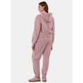 thumbnail image 2 of No Boundaries Plush Embossed Hoodie & Sweatpants Set, 2-Piece, Women's and Women’s Plus, 2 of 4
