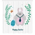 thumbnail image 3 of Easter Bunny Shower Curtain, Sweet Rabbit Tie Happy Easter Typography Plain Background, Fabric Bathroom Set with Hooks, 69"WX70"L, Baby Pink Sea Green Pale Grey, by Ambesonne, 3 of 3