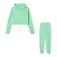 thumbnail image 5 of Huankd Sweatsuits for Women Set 2 Piece Tracksuits Outfits Casual Long Sleeve Crop Hoodie Jogger pants Matching Sets Green M, 5 of 6