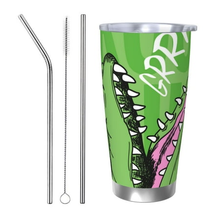 

Logiee CROCODILE HEAD Print 20OZ Car Cup with Lid Stainless Steel Vacuum Insulated Double Wall Travel Tumbler Durable Insulated Coffee Mug Thermal Cup with Straw-Straw Three-piece Set