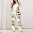 thumbnail image 2 of Balery Gnomes Honey Bee Conjunto de Pijama con Estampado para Mujer, Conjunto de Dos Piezas con Manga Larga, Ropa de Dormir Suave con Bolsillos, Pijamas Cómodos-Medium, 2 of 7