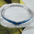 thumbnail image 2 of Unique Gorgeous Hawaiian Blue Opal Crown Bangle Bracelet, Sterling Silver Blue Opal Crown Bracelet, B3347 Birthday Mom Gift, Statement PC, 2 of 4