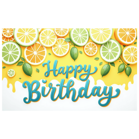 Citrus Fruit Decoration Happy Birthday Banner Lemon Lime Orange Design Celebration Banner for Birthday Party Summer Event Indoor Outdoor