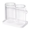 thumbnail image 2 of Organizador de soporte para utensilios para encimera, caja de drenaje de palillos, 2 compartimentos divididos, soporte de almacenamiento para palillos, color blanco, 2 of 5
