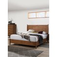 thumbnail image 2 of Bedroom Furniture 1pc Queen Size Bed Round Tapered Legs Panel Headboard Walnut Solidwood Mid-Century Modern Style, 2 of 6