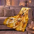 thumbnail image 6 of Golden Dogs and Sunflowers Illustrated Print Soft Flannel Blanket, Botanical Art Style for Floral Art Lovers, Housewarming Gift for Bedroom and Living Room, Home Decor, 6 of 9