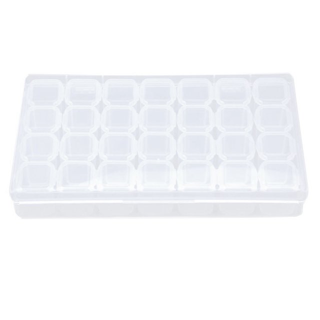 letairis Art Rhinestones Box Plastic Empty Case Transparent Jewelry Organizer 28 Slots Container