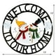 thumbnail image 2 of Cartel colgante de bienvenida con forma de muñecos de nieve de metal rústico SAGUZOU, 33 cm, 2 of 8