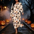 thumbnail image 5 of IUYRTFE Women Plus Size Halloween Print Long Sleeve Nightgown Loose Fit Sleep Dress for Fall Winter Lounge Wear, 5 of 8