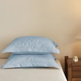 thumbnail image 3 of 2-Pieces Cotton Light Blue Embroidered Quilted Pillow Shams Euro Size, 3 of 4