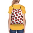 thumbnail image 5 of Wukai Hand Drawn Strawberry Waterproof Drawstring Backpack with Zipper Pocket,Large Foldable Gym Bag for Women and Men, Perfect for Sports, Yoga, and Travel, 5 of 8