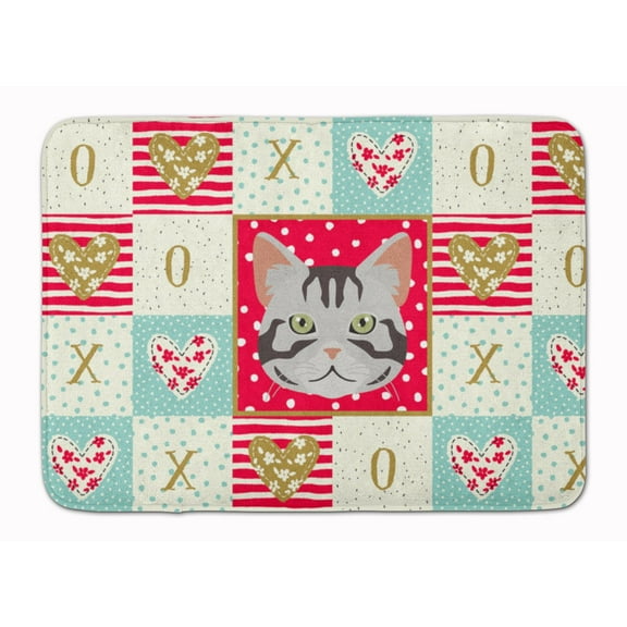 American Shorthair Cat Love Machine Washable Memory Foam Mat Red