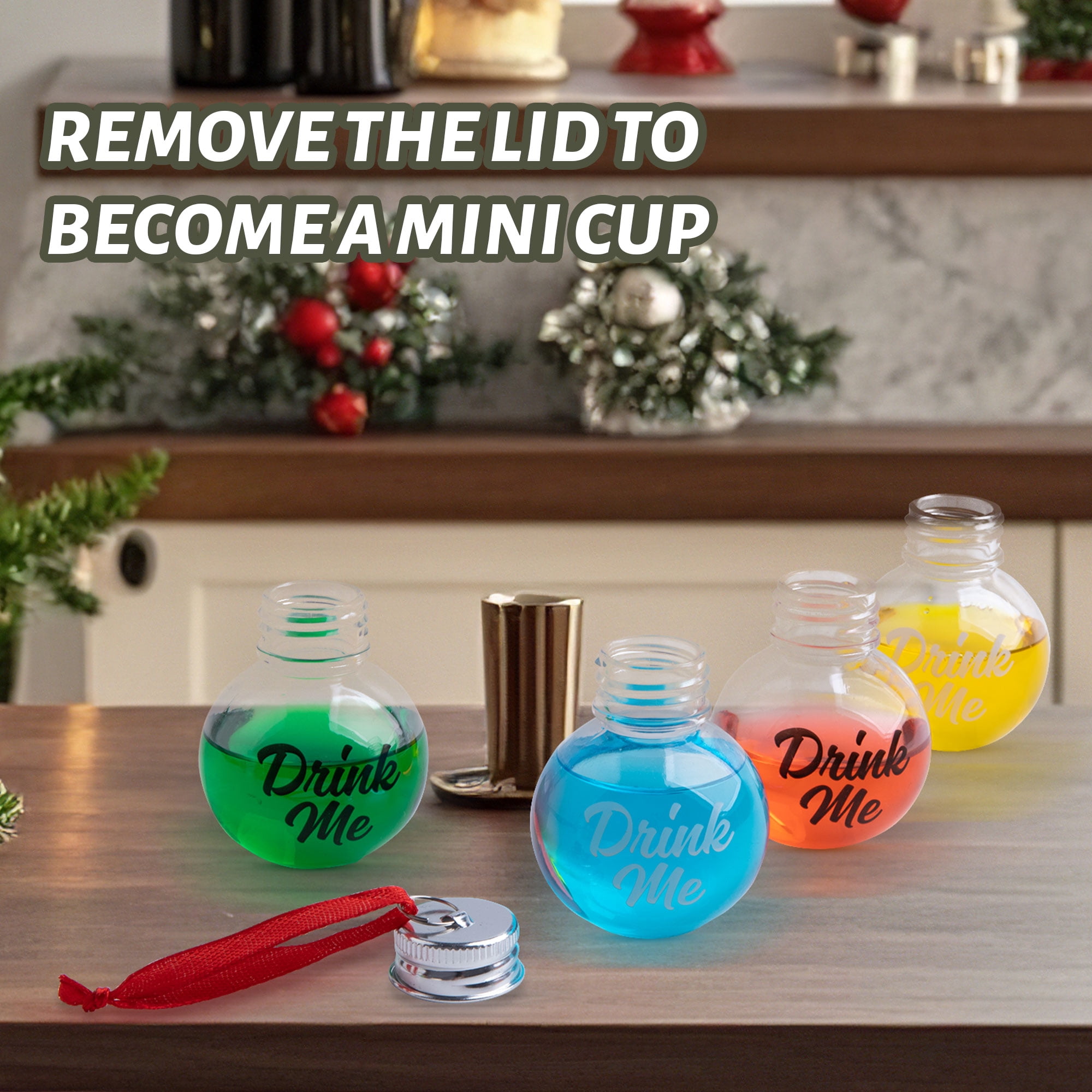 Fillable Clear Plastic Ornament Balls, 50ml Hanging Decorations for Christmas Tree, 6 Pack