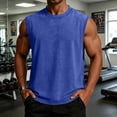 thumbnail image 6 of Zimjoy Men's Vintage Washed Cotton Sleeveless Tank Top Summer Crew Neck Muscle Shirt for Gym Workout Casual Streetwear Royal Blue 2XL, 6 of 6