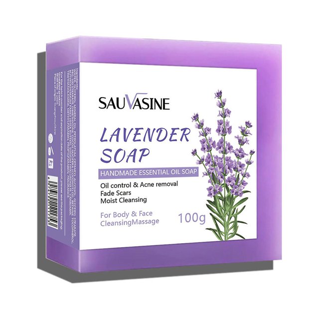 Jabón de lavanda Jabón en barra de lavanda para cara y cuerpo que desvanece las cicatrices, limpieza húmeda