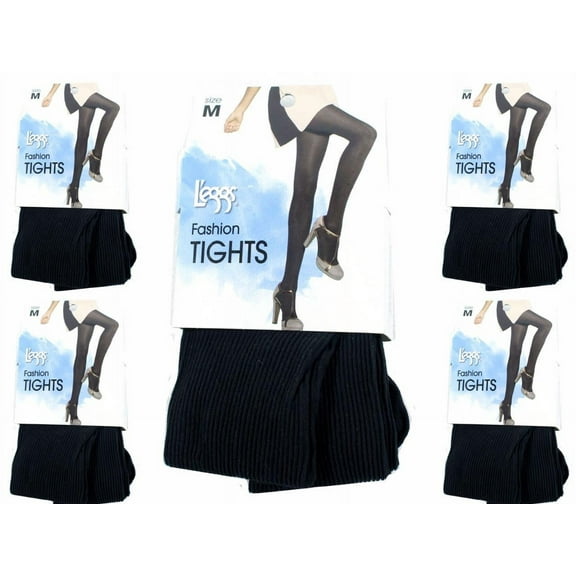 Pack of 5 L'eggs Smooth and Comfortable Fashion Tights Size M Black