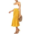 thumbnail image 4 of Womens High Waist Polka Dot Pleated Skirt, Midi Swing Skirt with Pockets,Summer Boho Halter Skirt, Yellow, Medium Size, 4 of 8