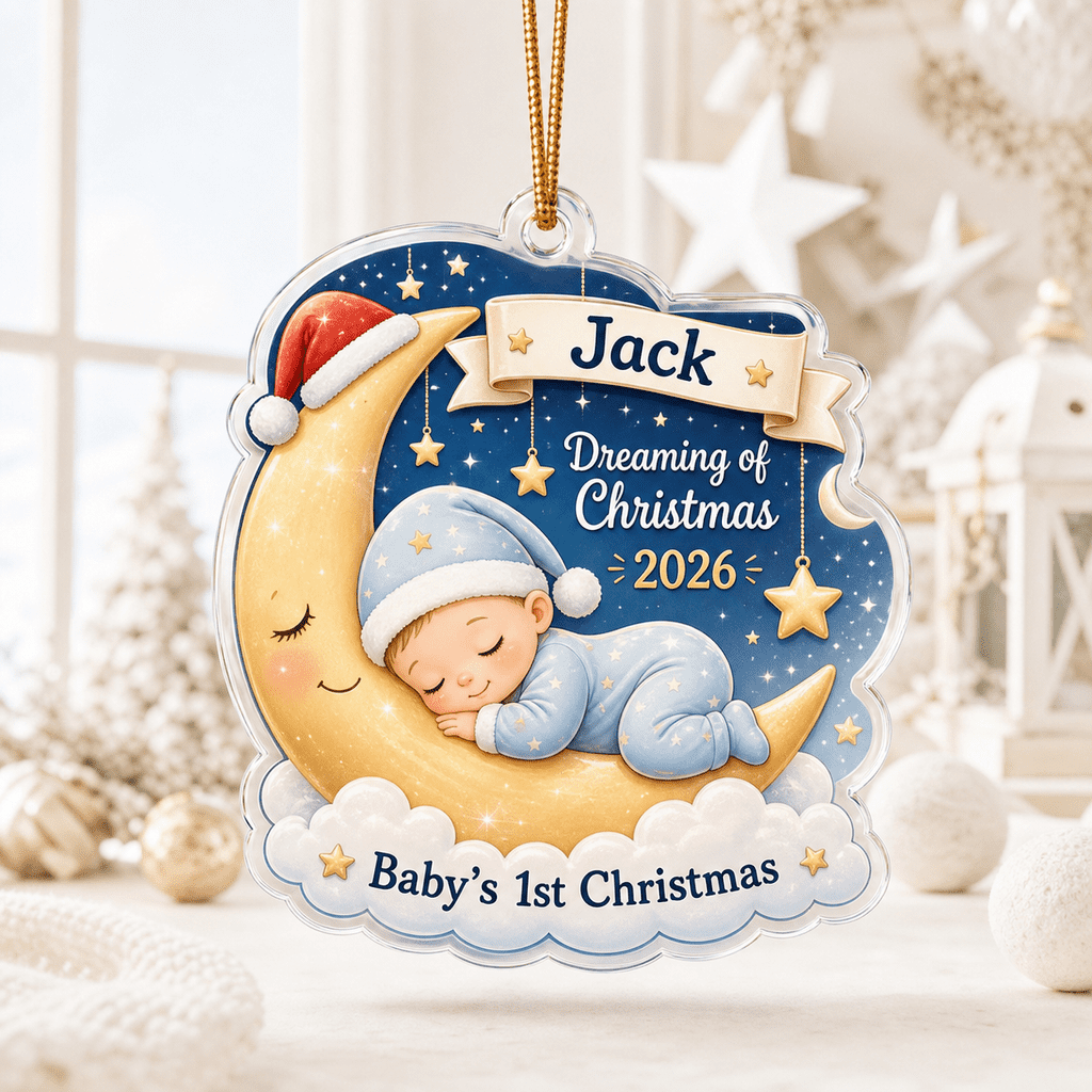 CLOUD MANOR Personalized Ornament Baby First Christmas Moon