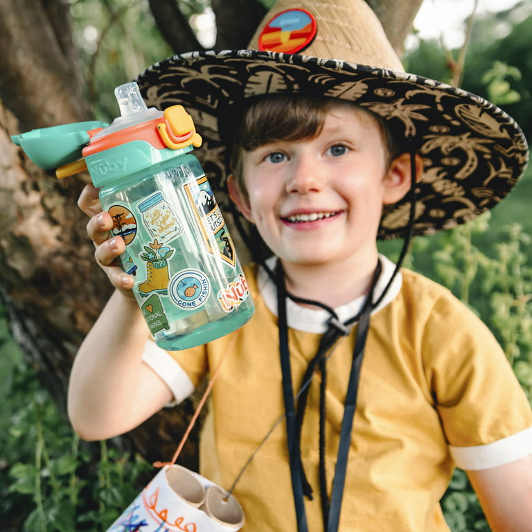 Nuby Thirsty Kids Flip-It Bolt Travel Straw Cup, 14 fl oz