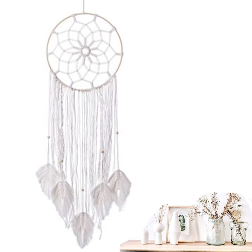 Creative Bad Dream Catcher Circle Ring Feather Tassel Wall Hanging Art Gray 