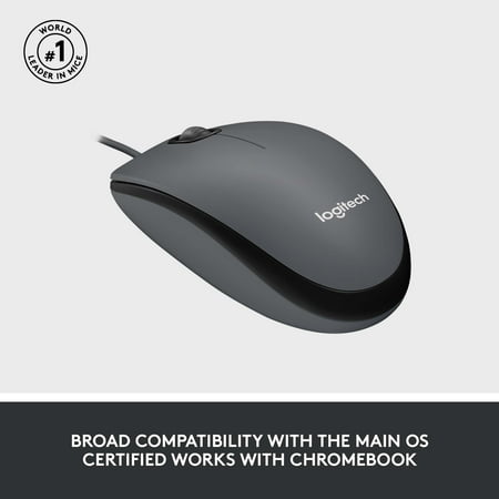 Logitech - M100 Wired Optical Ambidextrous PC Mouse with 1000 DPI Optical Tracking - Gray