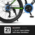 thumbnail image 5 of 26 Inch Mountain Bike for Adults, 21-Speed High-Carbon Steel Bike Frame with All-Terrain Tires and Double Disc Brake, Suspension MTB Bikes for Outdoor, Green, 5 of 7