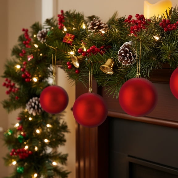 Northlight 12ct Shatterproof Matte Christmas Ball Ornament Set 4" - Red