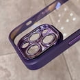 thumbnail image 4 of Blue Rose Flower Painted Phone Case, Semi-Clear Phone Case with Glitter Glass Lens Film, Anti-Drop, Small Fresh Design for iPhone 15 14 13 12 11 Pro Max Plus Phone Case (Black,iPhone 14 Pro), 4 of 8