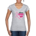 thumbnail image 1 of Wild Bobby, Never Give Up Fight Cancer, Breast Cancer Awareness, Women Standard V-Neck Tee, Heather Grey, Medium, 1 of 4