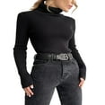 thumbnail image 2 of KEINXS Women Ribbed Knit Tops Long Sleeve Turtleneck Solid Color Slim Fit Sweater, 2 of 6