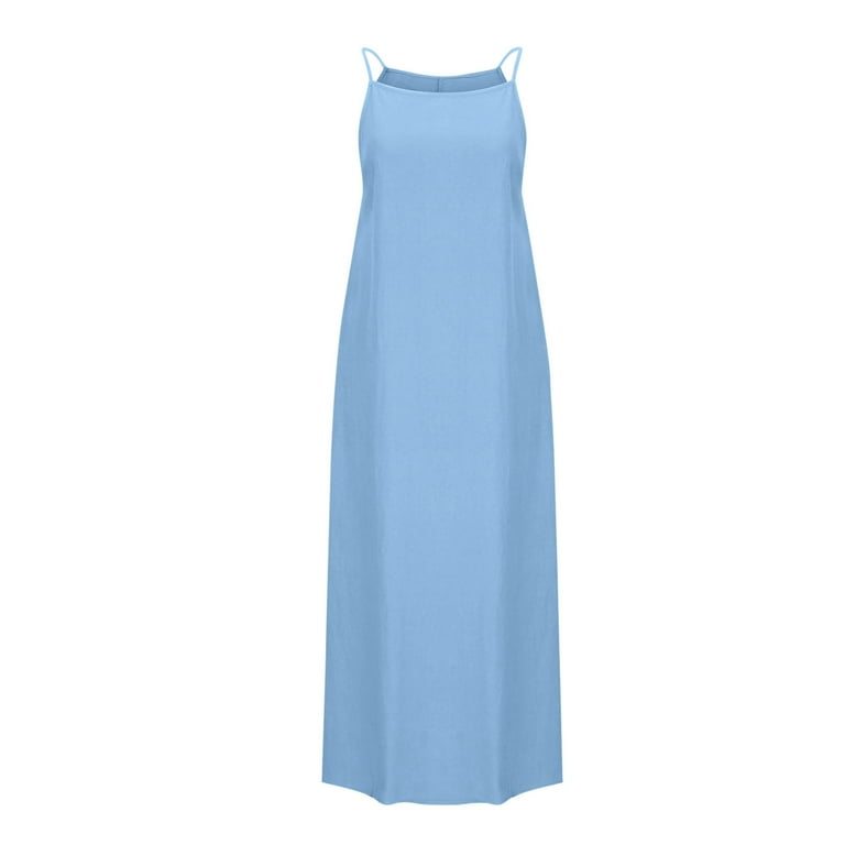 HOMBOM Dresses for Women Cute Blue Summer Maxi Sundress Sleeveless Solid Cotton Linen Crew Neck 2024 Dresses M - Walmart.com HOMBOM Dresses for Women Cute Blue Summer Maxi Sundress Sleeveless Solid Cotton Linen Crew Neck 2024 Dresses M - Walmart.com