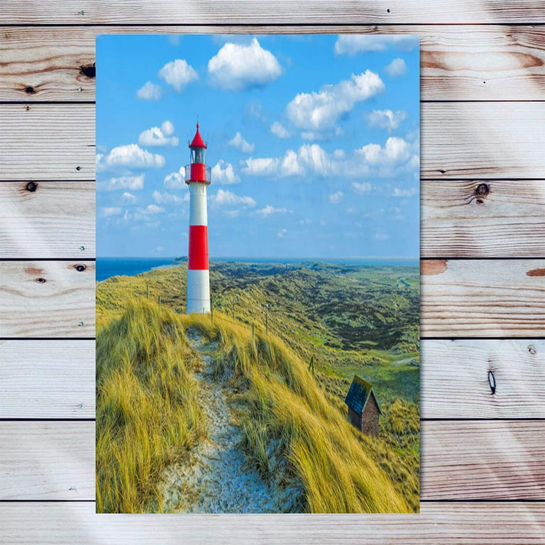 Lighthouse Living For Artwork Lighthouse Artwork White 16x24 Canvas Living Office Bedroom Room Modern For Home Red And Sky White Bathroom Room Inch Art With Red Nature Wall Decorations Landscape