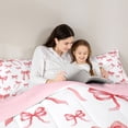 thumbnail image 5 of Manfei Kawaii Red Bowknot Twin Bedding Sets 7-Piece for Girl, Cute Cartoon Ribbon Bedding Comforter Set, Princess Style Reversible Sheet Sets, Lightweight Room Decor, 5 of 8