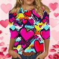 thumbnail image 2 of Feancey Womens Plus Size Tunic Tops 3/4 Sleeve Valentine Shirt for Date Night Cute Love Heart Printed Loose T-Shirts Dressy Casual Work Blouse Yellow 4XL, 2 of 7