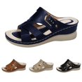 thumbnail image 4 of NOKIO Clearence Women’s Stitched Wedge Heel Sandals Orthopedic Beach Shoes Thick Cushioned Sole Non-Slip Outdoor Slides Lightweight Casual Summer Footwear, 4 of 9