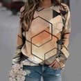 thumbnail image 2 of Camisas informales de manga larga para mujer, sudadera de cuello redondo con estampado de rombos geométricos, jersey de cuello redondo, Tops tipo túnica holgados Pompotops  FGAJ966, 2 of 6
