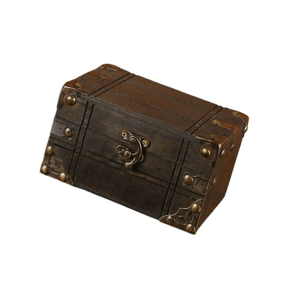 AOOOWER Vintage Pirate Themed Wood Treasures Chest With Secret Locking for Collectibles