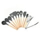 thumbnail image 5 of Juego de utensilios de cocina de 12 piezas, mango ergonómico de madera, utensilios de cocina de silicona, utensilios de cocina para cocinar, gris oscuro, 5 of 10