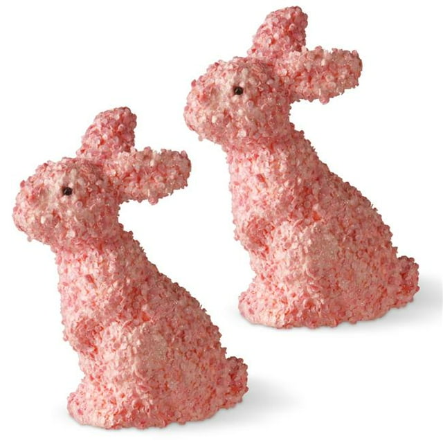 National Tree RAE-D209729 11 in. Pink Rabbits - Set of 2