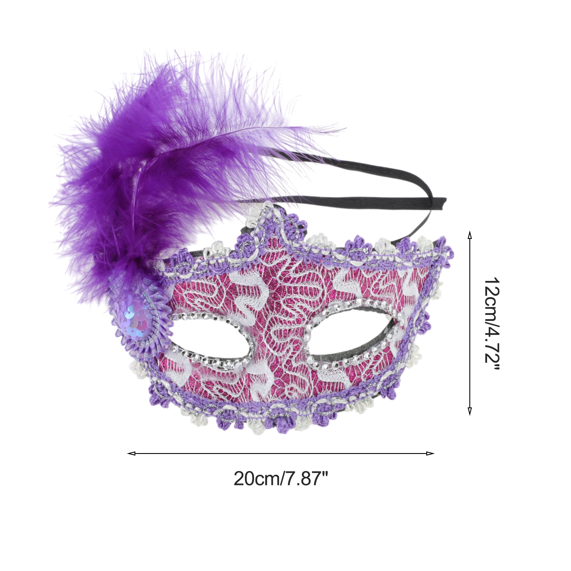 Unique Bargains 1 Box Elegant Princess Feather Half Face Party Mask Purple