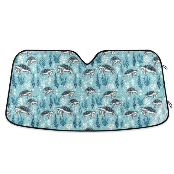 Turtle Seaweed Car Windshield Sun Shade Foldable Car Front Window Visor Heat and UV Protection 53x23.5