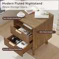 thumbnail image 4 of HASLE Walnut Nightstand Set of 2, Modern NightStand with Faux Marble Top, Open Storage Shelf, Curved Edge Bedside Table for Bedroom, End Side Table, 4 of 7