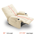 thumbnail image 3 of Large Electric Power Swivel Glider Rocker Recliner, Massage and Heat, USB Ports, Faux Leather, Cream White, 3 of 8